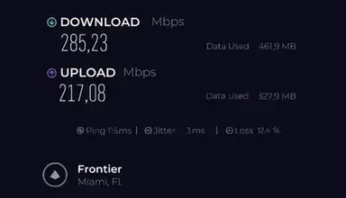NordVPN Speedtest by Ookla Windows app result for Miami server using NordLynx