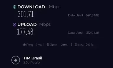 NordVPN Speedtest by Ookla Windows app result for São Paulo server using NordLynx