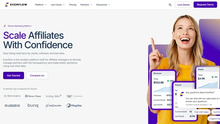 Everflow homepage screenshot