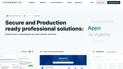 Fusebase homepage screenshot showing AI-powered portals and client collaboration positioning