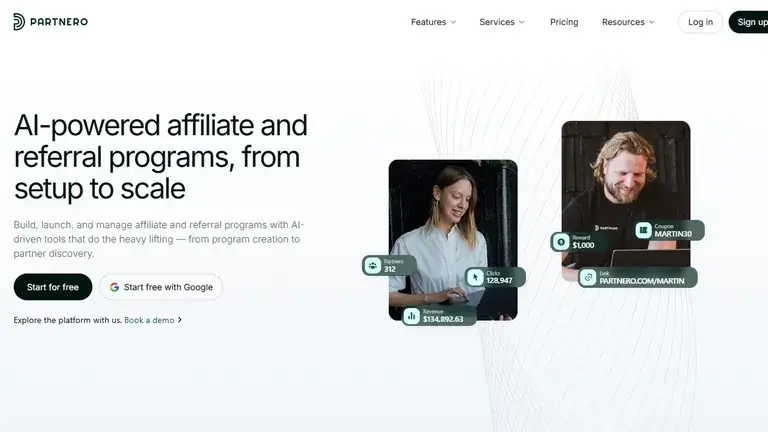 Partnero homepage screenshot