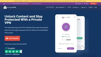 PrivateVPN homepage screenshot