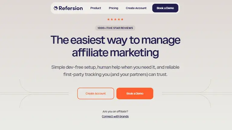Refersion homepage screenshot