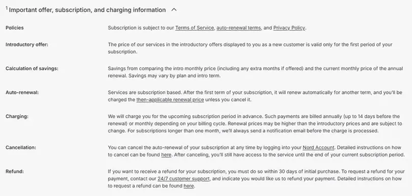 screenshot-nordvpn-cancellation-refund-charging-information.webp - NordVPN cancellation refund and charging information screenshot