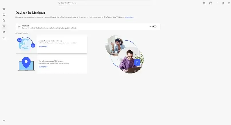 screenshot-nordvpn-in-app-meshnet.webp - NordVPN Windows app Meshnet settings screenshot
