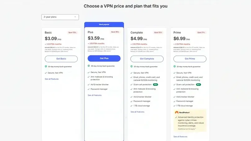 screenshot-nordvpn-pricing-page-usd.webp - NordVPN pricing page screenshot in U.S. view
