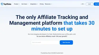 Tapfiliate homepage screenshot