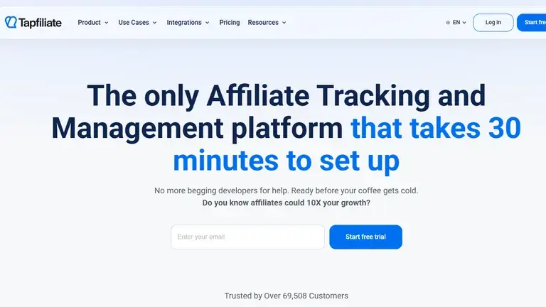 Tapfiliate homepage screenshot