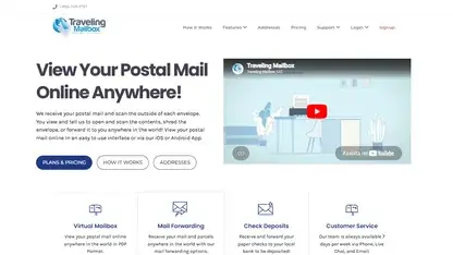 Traveling Mailbox homepage screenshot