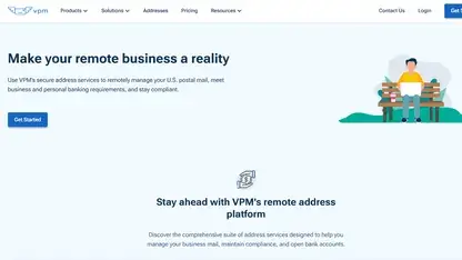 VirtualPostMail homepage screenshot
