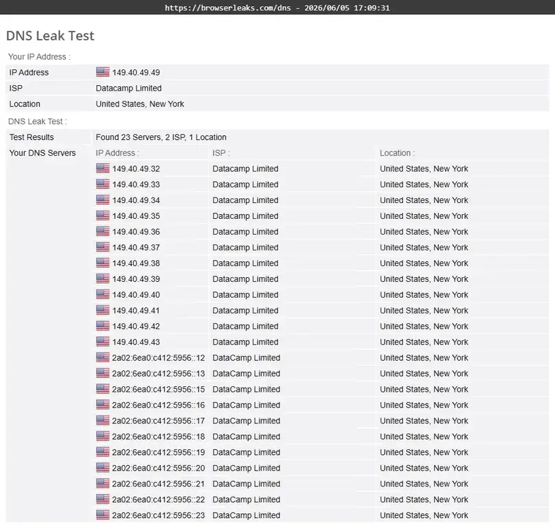 Proton vpn ny browserleaks dns 2026 06 05 17 09 32