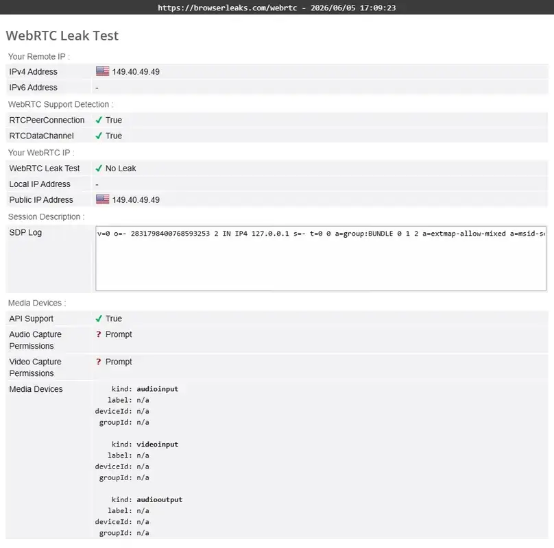 Proton vpn ny browserleaks webrtc 2026 06 05 17 09 24
