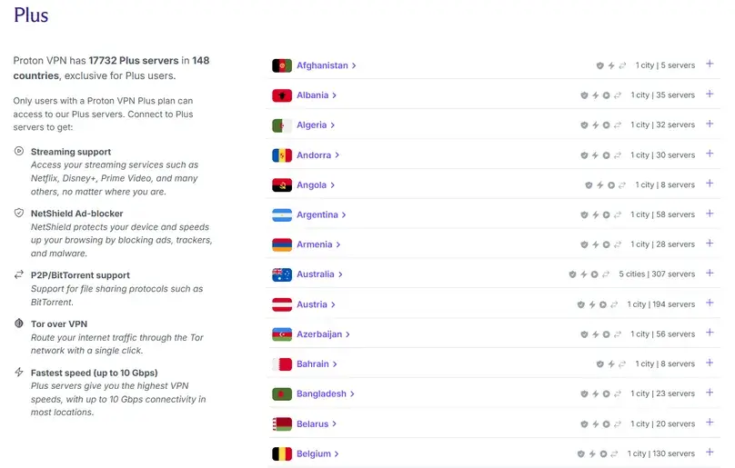 Proton vpn screenshot server network countries