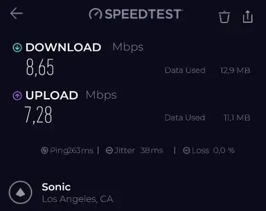 Turbo VPN LinkSentinel speed test result one