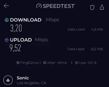 Turbo VPN LinkSentinel speed test result two