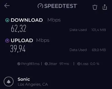 Turbo VPN OpenVPN speed test result two