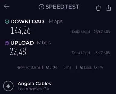 Turbo VPN Lepus protocol speed test result one